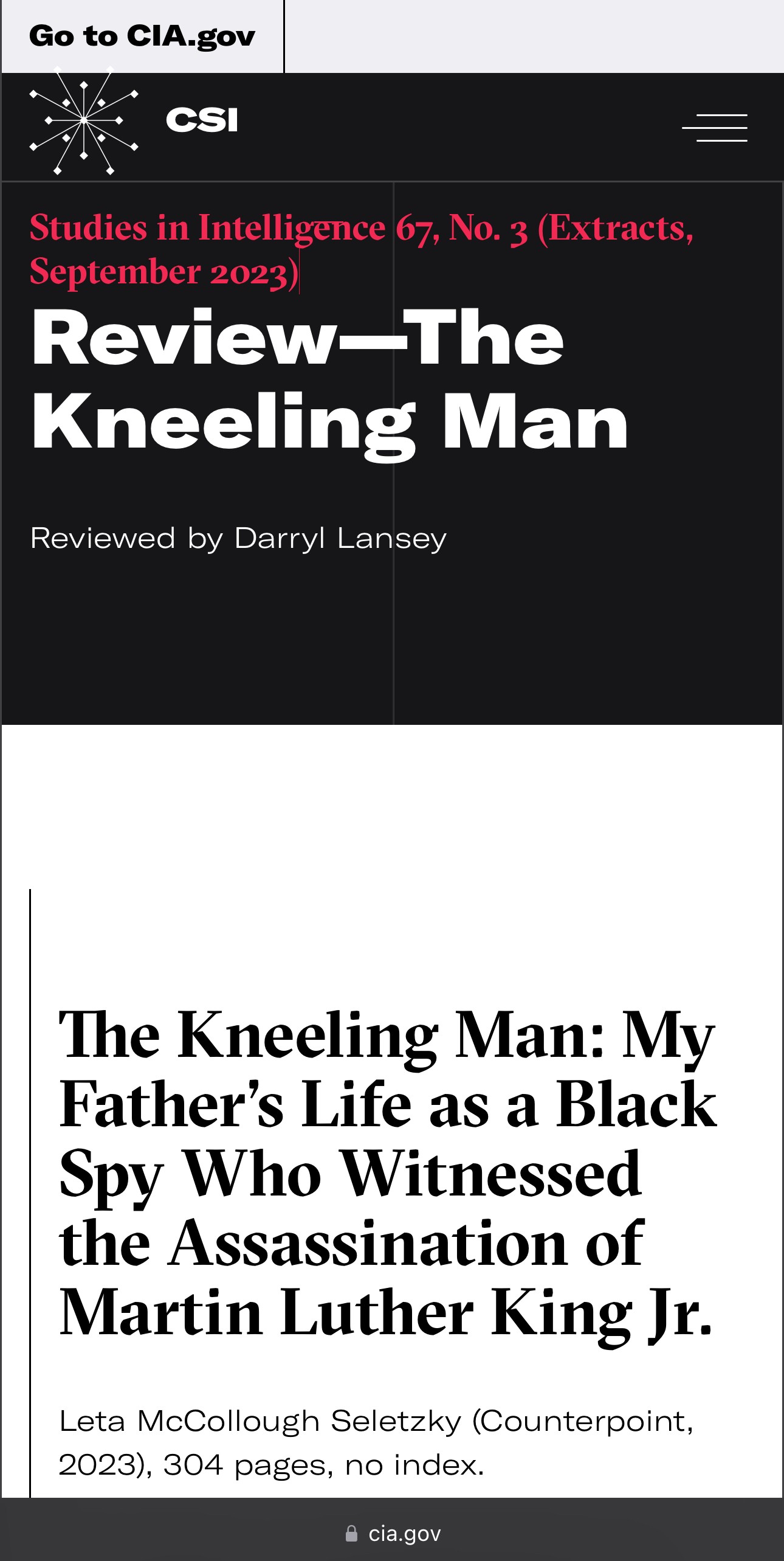 The Kneeling Man: My Father's Life as a Black Spy Who Witnessed